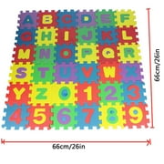 KQJQS Kids Puzzle Foam Play Mat Interlocking EVA Floor Tiles with Alphabet and Numbers (Medium Size 5.5×5.5 Alphabet 36Pcs)