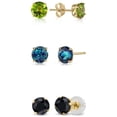thumbnail image 2 of 24k Yellow Gold 3Ct Created Peridot, Alexandrite and Black Sapphire 3 Pair Round Stud Earrings Plated, 2 of 2