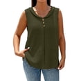 thumbnail image 2 of Only Moment Tank Top Bubble wrinkles Round Neck Women's Sleeveless Short Top Summer Tunic Loose Fit Blackish Green,L, 2 of 4