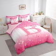 thumbnail image 3 of Feelyou Princess Monogrammed B Twin Bedding Sets 7-Piece, Bow Letter Bedding Comforter Set, 3 of 8