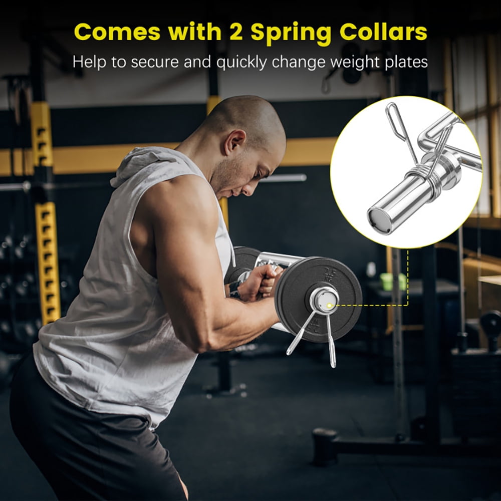 Demifill 700 LBS Olympic Triceps Bar with Knurled Handles for Squats Deadlifts Shrugs, Olympic Triceps Bar with Heavy Duty Steel Construction, Strength Training Bar for Home Gym, Silver