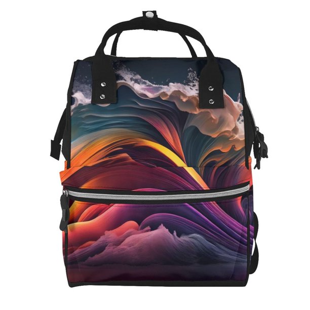 Easygdp Colorful Abstract Wave Motion para Bolsa de Bebé de Gran Capacidad con Múltiples Bolsillos, Bolsa de Pañales para Padres, Bolsa de Viaje Organizada y Elegante