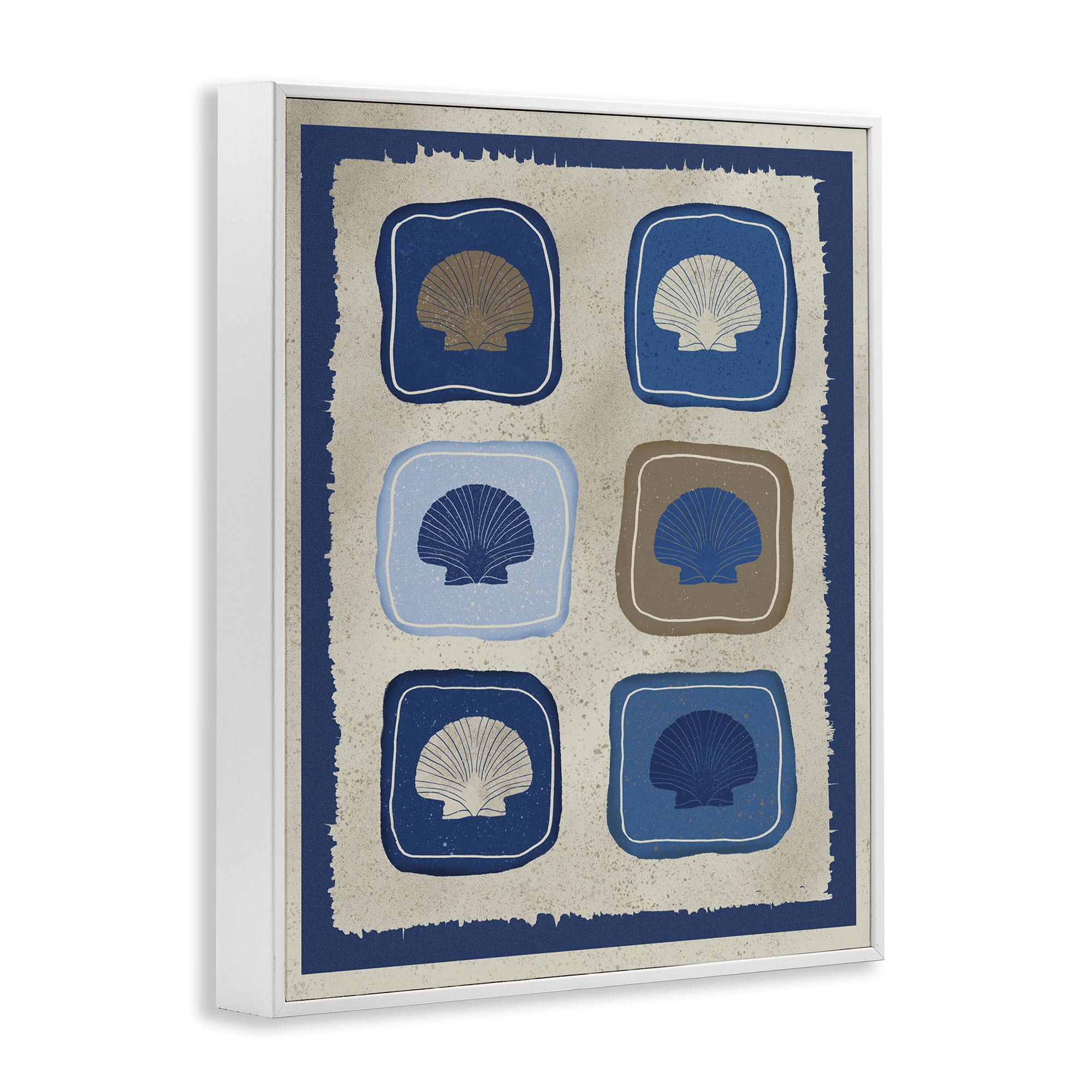Stupell Industries Nautical Block Shells White Framed Giclee Art, design by Julia Frost