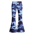 thumbnail image 7 of Spazoro Girls Flare Pants with Pockets, Button Closure Lightweight Relaxed Fit Camouflage Print Retro Bell‑Bottom Trousers for Street Daily Wear Blue Size 13-14, 7 of 7