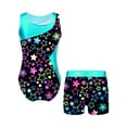 thumbnail image 4 of ZDHoor Kids Girls Gymnastics Yoga Dance Sports Outfit Set Leotard with Athletic Shorts Starry Black 12, 4 of 5