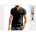 thumbnail image 2 of Honganda Hommes Chemises à Manches Courtes Col Rond Bouton T-shirt d'Été, 2 of 6
