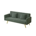 thumbnail image 6 of 71.7" Convertible Futon Sofa Bed with 3 Adjustable Positions, Teddy Upholstered Sleeper Sofa with 2 Pillows, Modern Loveseat Sofa Couch with Metal Legs, for Living Room Bedroom Office, Green, 6 of 9