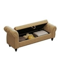 thumbnail image 6 of Modern Velvet Upholstered End of Bed Bench, Button Tufted Chaise Lounge Storage Ottoman with Backrest and Armrest for Bedroom Living Room, 6 of 8