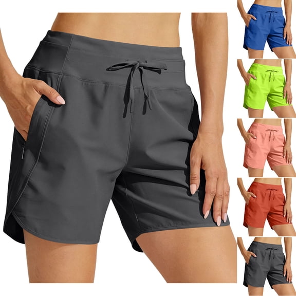 PIWHJQK Women High Waist Slim Athletic Gym Yoga Shorts Women's UPF 50 High Waist 5 Inch Athletic Shorts Quickly Dry Running Style Bottoms
