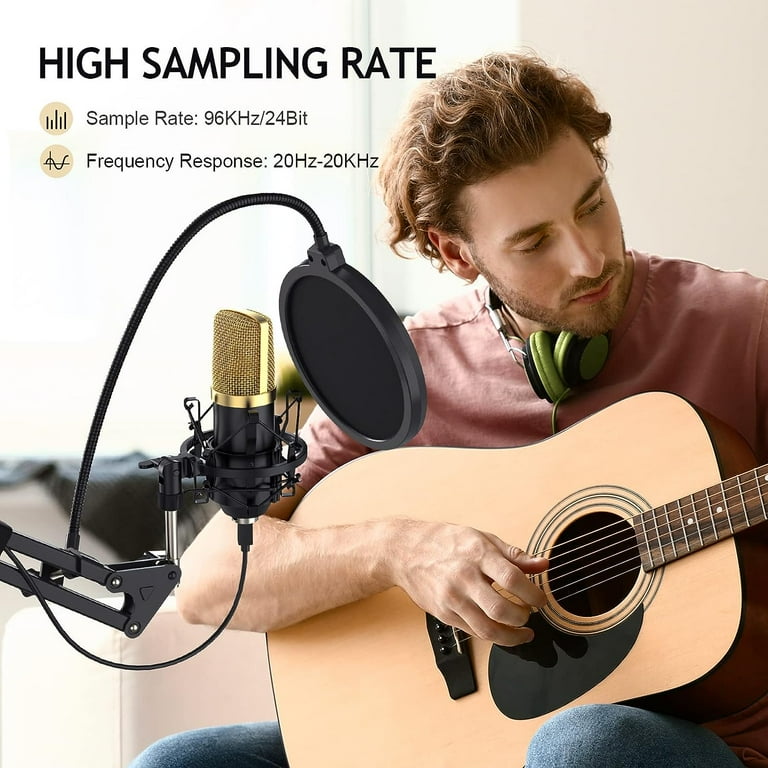 ZINGYOU USB Condenser Microphone, 96KHz/24Bit Cardioid Sound