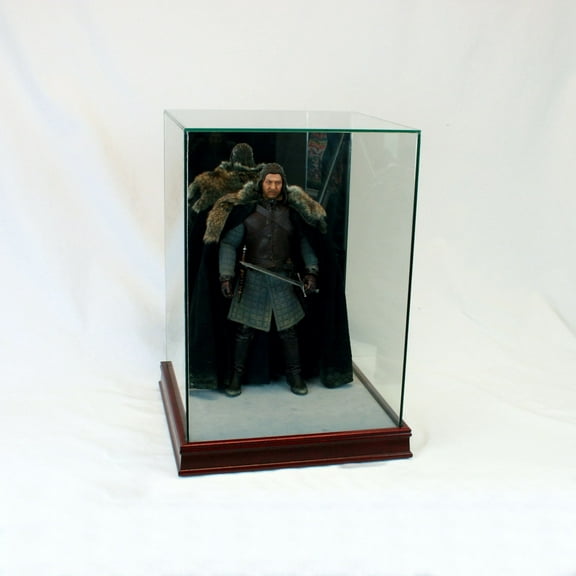 1/6th Scale Figurine Display Case - Comic Figurine - Crystal Clear Glass Protection - Cherry Moulding