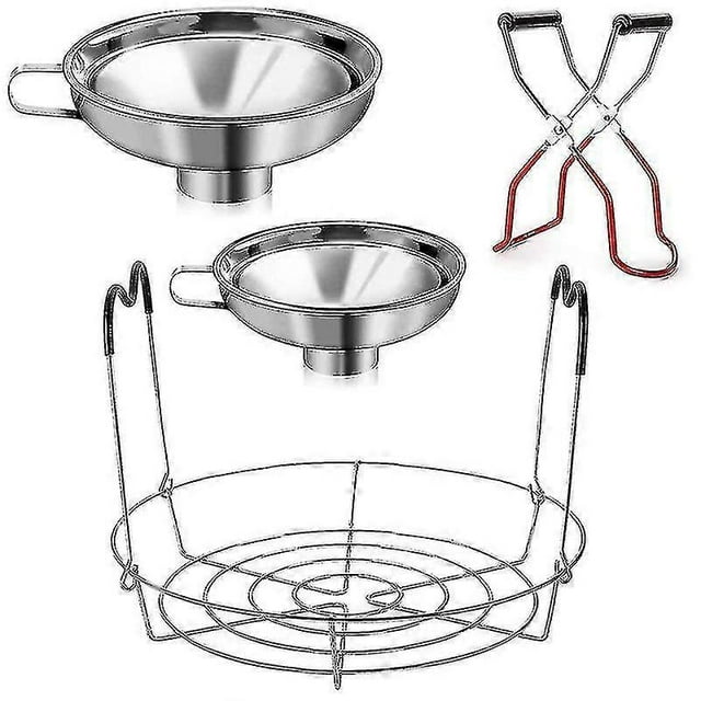 4 Pieces Canning Kit, 1pc Canning Rack+ 1pc Canning Jar Lifter Tong+ 2pc Canning Funnels, Canning S