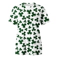 thumbnail image 4 of Pxiakgy Vente Chaude! T-Shirt Trèfle de la Saint-Patrick pour Femmes Chanceux Irlandais Manches Courtes T-Shirt Graphique Trèfle Imprimé Manches Courtes Col Rond Vert Armée 3TG, 4 of 5