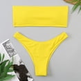 thumbnail image 4 of NINGMENG Bikinis for Women Summer Solid Color Spaghetti Strap Bra And Panty Set Sexy Split Padded Two Piece Tankini Swimsuits For Women Bathing Suits,Yellow,S, 4 of 7