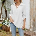 thumbnail image 7 of Womens Blouses 3/4 Sleeve V Neck Shirts Dressy Summer Casual Solid Color Tops For Business Work Wear Womens Shirts Long Sleeve Womens Top Athletic Long Sleeve Shirt Women Fitted 2 T Polyester Long, 7 of 7