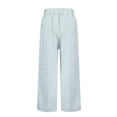 thumbnail image 5 of Striped Linen Pants Women Summer Elastic Waist Straight Leg Cropped Pants Casual Boho Beach Trousers, M, 5 of 6