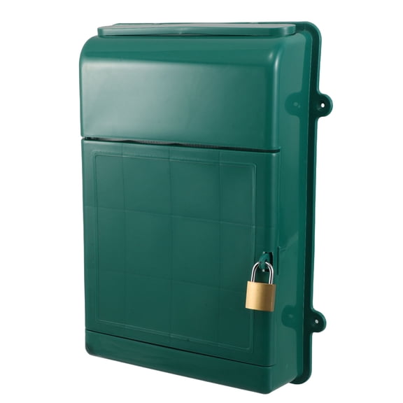 TABLZONE Green Outdoor Wall Mount Mailbox, Lockable Plastic Mail Storage Box, Weatherproof and Rainproof Design