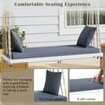 thumbnail image 5 of Harper & Bright Designs Wood 2 Seater Patio Swing Hanging Chair with Cushion & Pillows, Twin Size Outdoor Porch Hanging Swing with 10.8Ft Ropes, Weather-Resistant, for Backyard Garden, White, 5 of 15