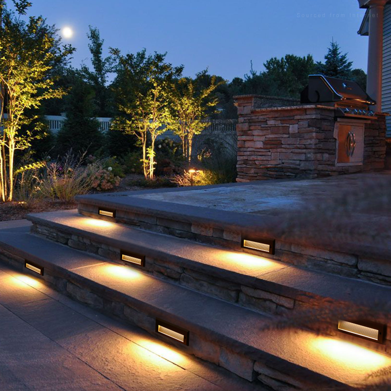 Low Voltage LED Deck Lights, Landscape Louvered Step Lighting