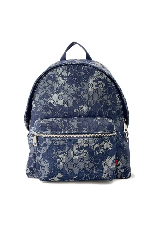 Pre-Owned Gucci GG Denim Large Backpack 849008 GUCCI Dark Blue