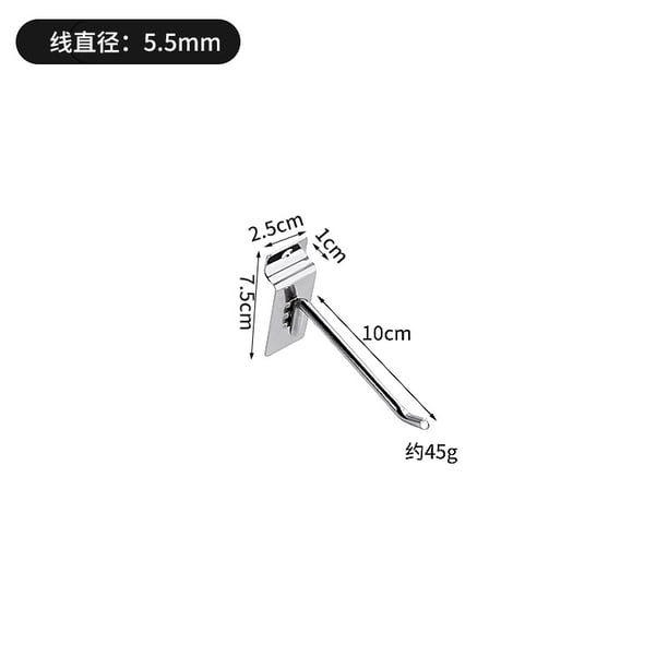 Xiao Hua 50 ganchos resistentes para paneles de pared con forma de fideos planos, accesorios de metal para pared, ganchos plateados para exhibición en tiendas de garaje y minoristas (10 cm de largo)