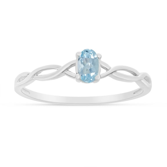 10k White Gold Oval Aquamarine Ring