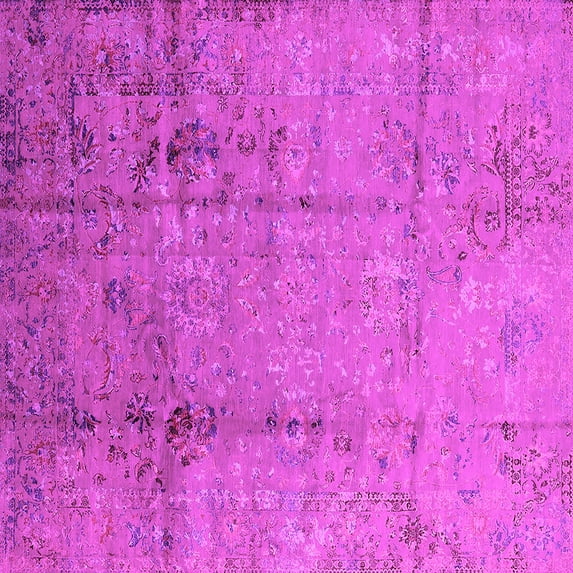 Ahgly Company Indoor Square Oriental Pink Industrial Area Rugs, 8' Square