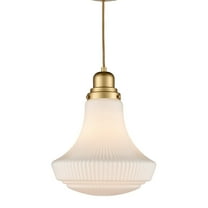 Claxy 12" Brass Pendant Light with Vase-Shape Milk Glass Shade