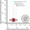 thumbnail image 7 of Art Deco Ring Sunflower Design Round Ruby Cubic Zirconia Rose Tone 925 Sterling Silver, Size 8, 7 of 7