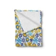 thumbnail image 2 of Floral Soft Flannel Fleece Throw Blanket, Abstract Flowers Chrysanthemum Design and Tender Butterflies, Cozy Plush for Indoor and Outdoor Use, 70" x 90", Earth Yellow Blue, by Ambesonne, 2 of 6