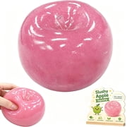 Slushy Apple Squishy, Slow Rising Squishys Apple Stress Ball, Realistic Fake Food Stress Ball, Mashed Skin Soft Filled Squeeze Relaxing Fidget for Adults (Apple-Pink)
