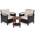 thumbnail image 1 of Giantex 3 Pieces Patio Furniture Set, Outdoor Rattan Sofa and Side Table w/Solid Acacia Wood Frame, High Load Bearing Conversation Bistro Set w/Washable and Removable Cushions, 1 of 10