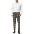 thumbnail image 2 of MODA NOVA Big & Tall Men's Dress Plaid Pants Formal Printed Business Trousers Light Brown LT(US 34), 2 of 5