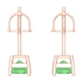 thumbnail image 4 of 1 ct Screw-Back Stud Earrings for Women | 6x4mm Emerald Cut Simulated Green Diamond | 18K Rose Gold, 4 of 5