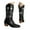 Black, variant on Embroidery Cowboy Boots for Women Pointy Toe Western Mid Calf Boots Fashion 2025 Fall Boots