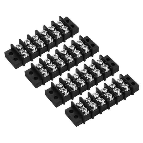 4 Pcs 6 Positions Terminal Block 300V 20A 9.5mm Pitch Dual Rows 6 Circuits DIN Row Screw Terminals Strip