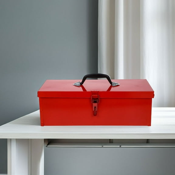 WHAMVOX Metal Tool Box Portable Tool Storage Organizer Box With Latch Closure And Handle Small Parts Box Hardware Organizer For Home Garage Red