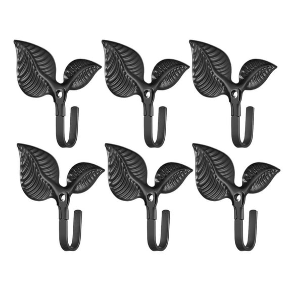 6 Pcs Wall Hook Decor Wrought Iron Key Hanging Black