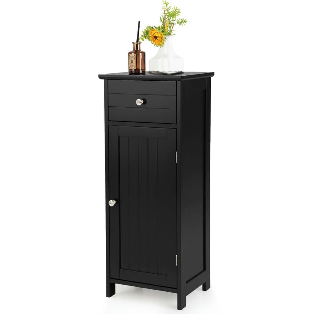 Finihen Bathroom Storage Cabinet, Bathroom Floor Cabinet, Wooden Bathroom Floor Storage Cabinet with Drawer and Shelf, for Bathroom, Living Room, Bedroom, Kitchen, Black Finihen Bathroom Storage Cabinet, Bathroom Floor Cabinet, Wooden Bathroom Floor Storage Cabinet with Drawer and Shelf, for Bathroom, Living Room, Bedroom, Kitchen, Black