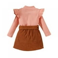 thumbnail image 4 of LOVEBAY Toddler Baby Girl Skirt Outfit Long Sleeve Ruffle Shirt Top Mini Skirt Set 2Pcs Kids Little Girl Clothes Fall Winter Outfit, 4 of 9