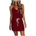 thumbnail image 1 of Pompotops Robe d'Été Décontractée pour Femme, Mode, Taille, Poches, Camis, Sans Manches, Col en V, 1 of 5