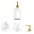 thumbnail image 5 of Unique Bargains 1 Pc Rectangular Bottom Vertical Stripes Soap Dispenser 13.53oz Clear Gold Tone, 5 of 6