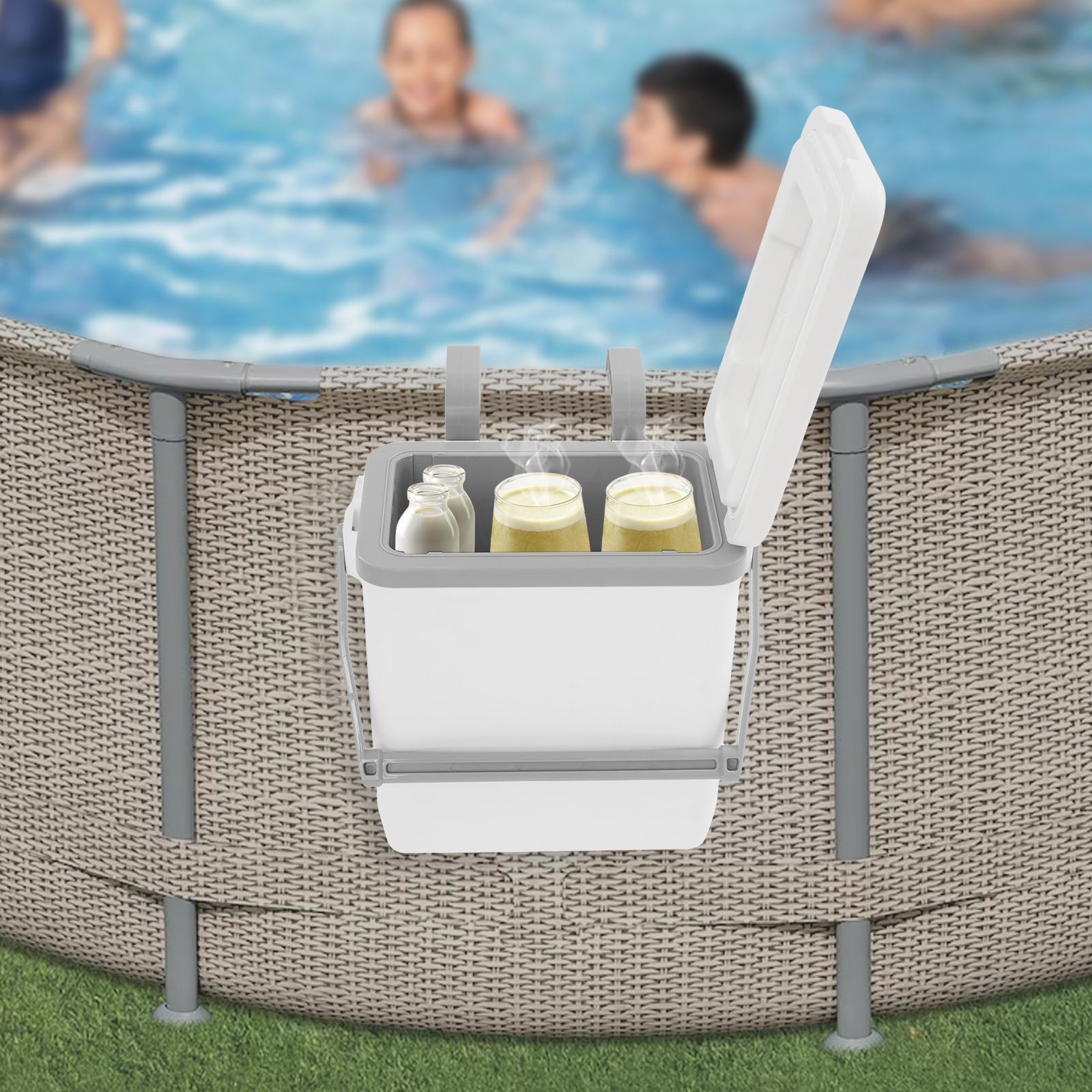 ToppiJoy ABS+PU Foam Pool Cooler, 10L/2.64Gal Insulated Cooler with Handle, Keeps Ice for up to 24 Hours, Portable Above Ground Pool Accessories