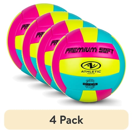 (4 pack) Athletic Works Multicolor Size 5 Neon Volleyball for Practice or Gameplay