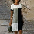 thumbnail image 2 of Tan Dress for Women Maxi Dress with Sleeves Women's Summer Dresses Casual Beach Summer Linen Dress For Womens Half Sleeve O School Dresses Ball Gown plus Size Women Womens Casual V Neck Maxi Dress, 2 of 6