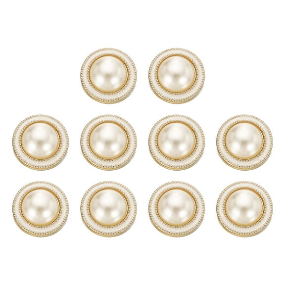 Uxcell 10pcs 24L Gold Faux Pearl Buttons 15mm 5/8" Plastic Round Sewing Button Replacement Craft Fastener for Coats Clothing DIY Decoration Crafts #2