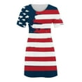 thumbnail image 4 of IROINNID Patriotic Dress for Women Round Neck Short Sleeve A-Line Dress Summer Casual Boho l Print Beach Mini Dress American Independence Day Dress, 4 of 5