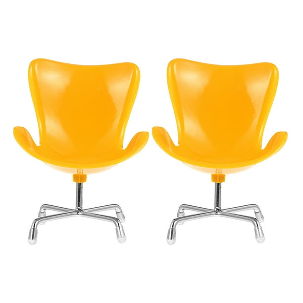 KAKOWELY 2 sillones de plástico en miniatura para casa, modelo de muebles en miniatura, silla giratoria