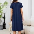 thumbnail image 4 of CAZOFW Womens Nightgown，V-Neck Short Sleeve Loose Pocket Short Nightdress Homewear Sizes S-2XL, 4 of 6