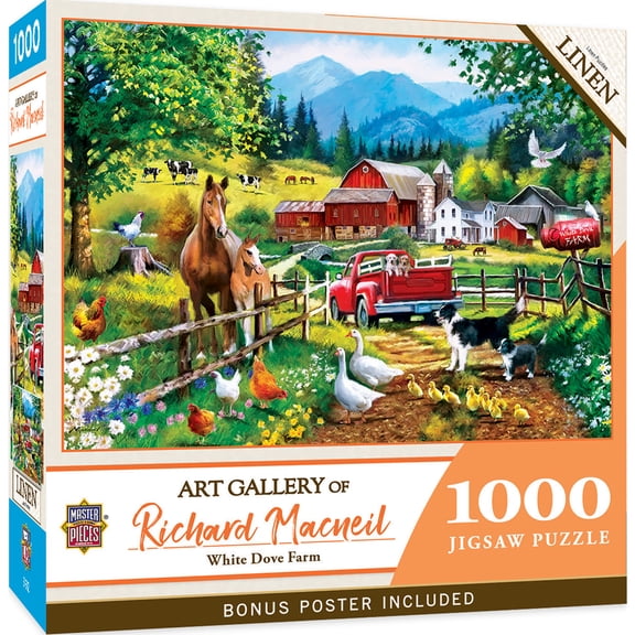 MasterPieces Art Gallery White Dove Farm 1000 Piece Jigsaw Puzzle for Adults 19.25x26.75